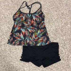 Tankini and shorts bathing suit